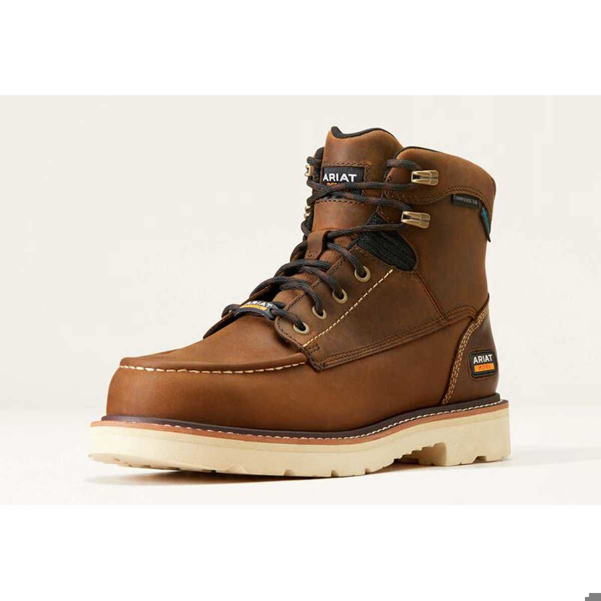 Ariat Rebar Lift Comp Toe WP Boot; Distressed Brown