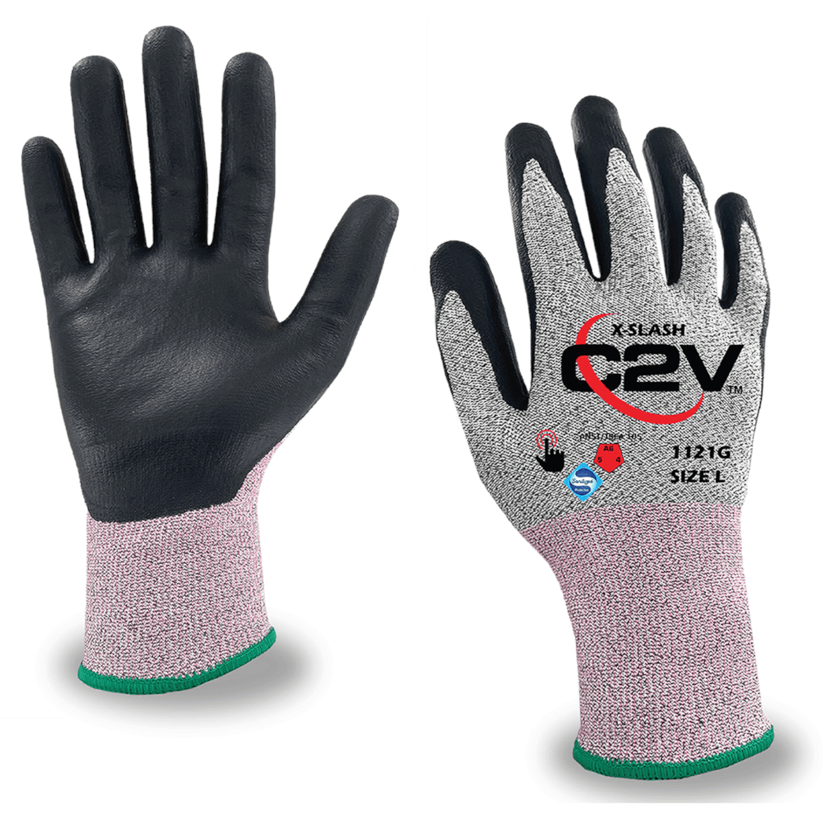 C2V X-Slash Salt & Pepper 13 Gauge, Foam Nitrile Glove Cut A5