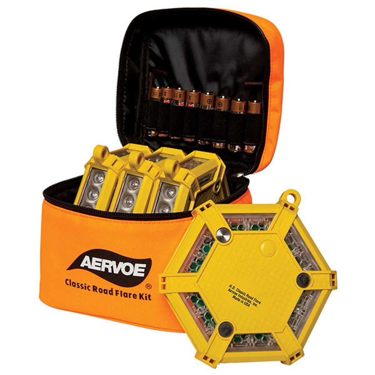 Aervoe H.D. Classic Road Flare Kit, Amber LEDs with Storage Case