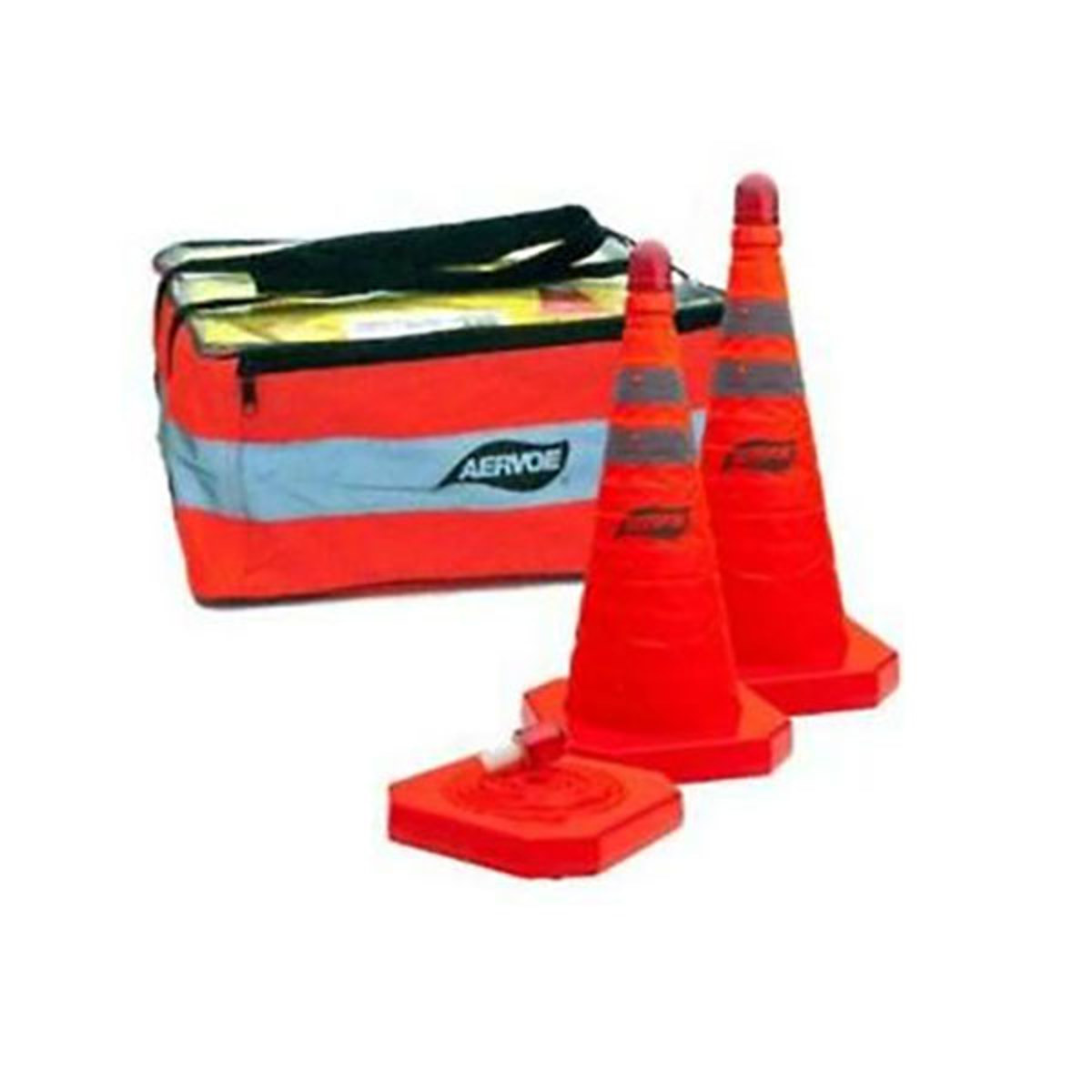 Aervoe 28" Collapsible Safety Cone Kit, 3-Pack, LED Lights, Orange