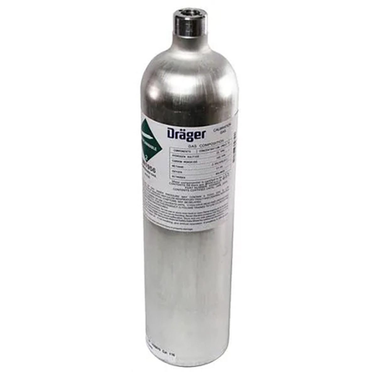 Draeger Standard 4-Gas Calibrated Mixture, 58L, CH4/CO/H2S/O2-N2