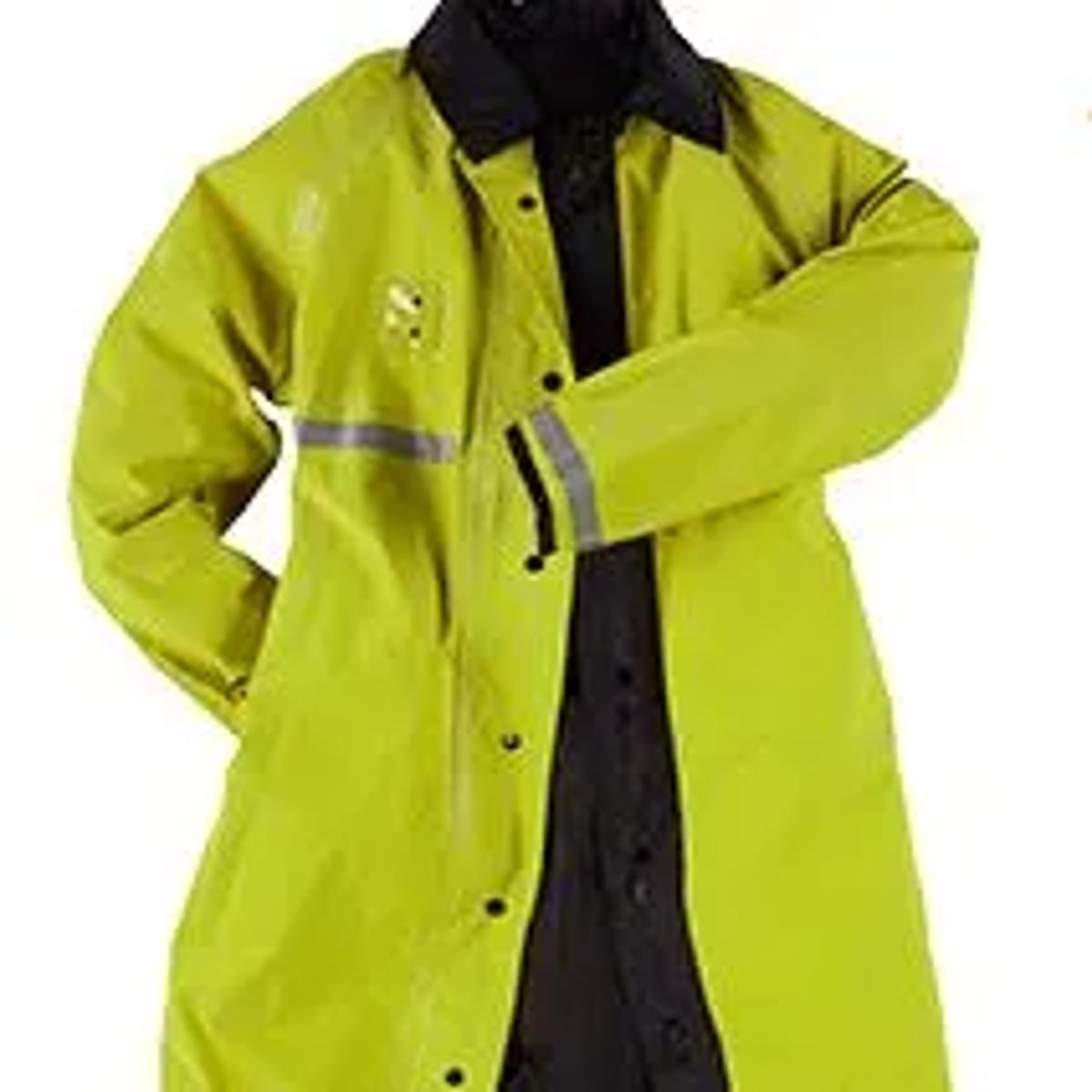 Radians Neese Raincoat 48" Reversible Black Lime with Hood and Trim