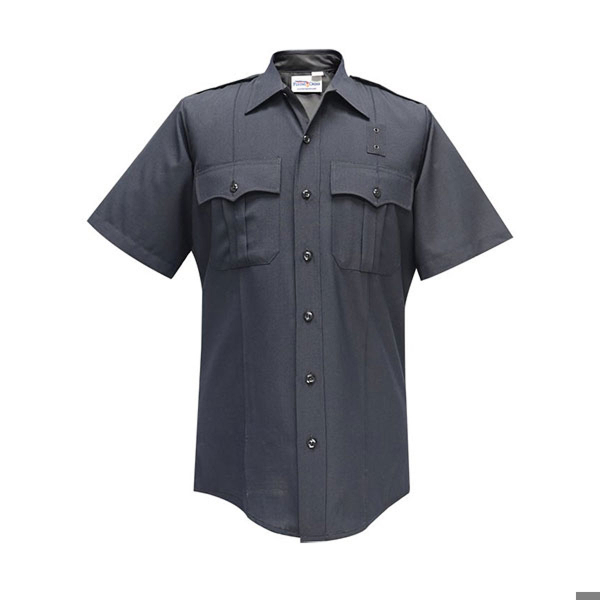 Flying Cross Justice 75% Poly/25% Wool Men's Short Sleeve Shirt with Zipper, Navy