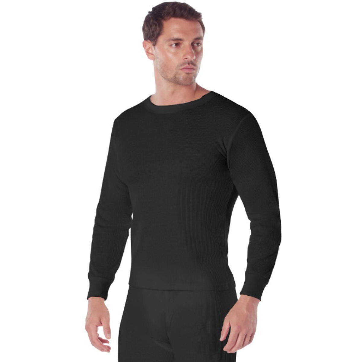 Rothco Thermal Knit Underwear Top; Black