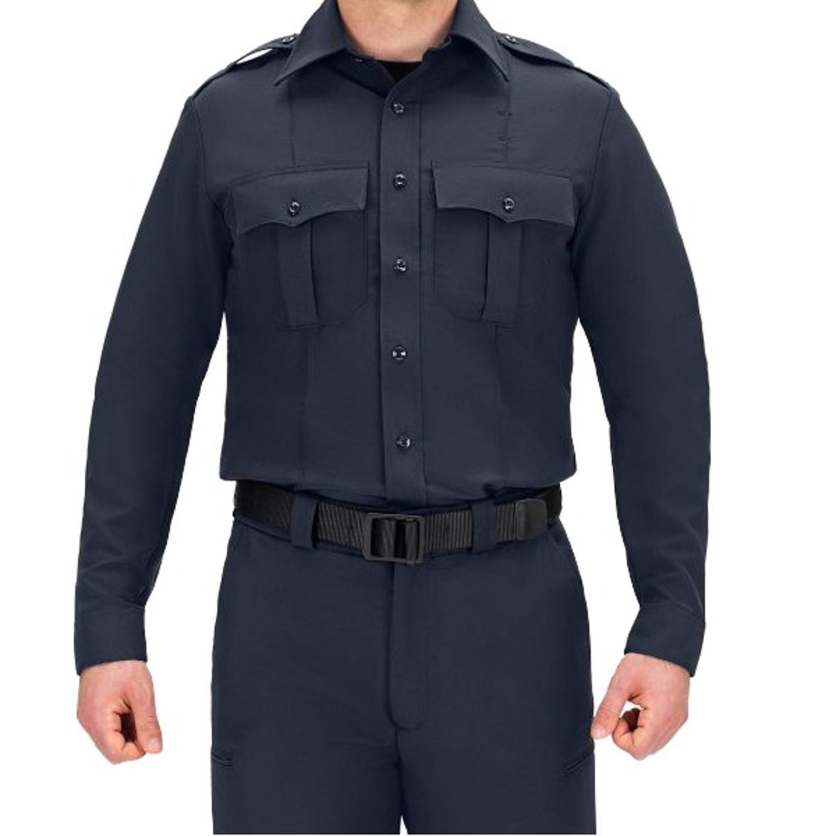 Blauer LS Zippered Polyester Shirt; Dark Navy