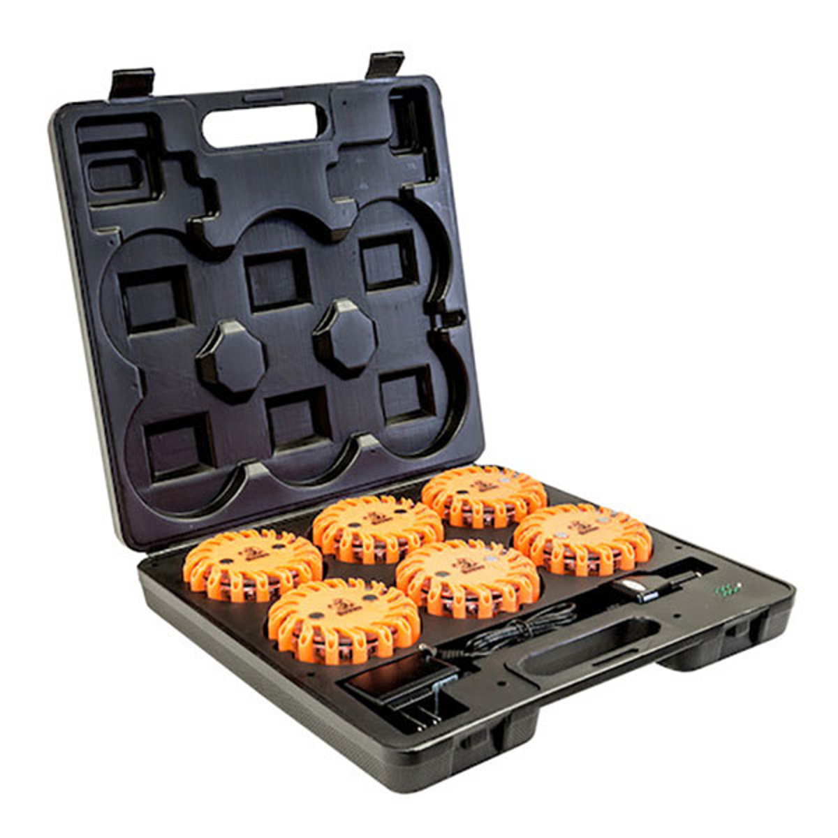 Buyers Products 4 Inch Round Rechargeable Strobe/Flare Kit with 6 Flares and Charging Case