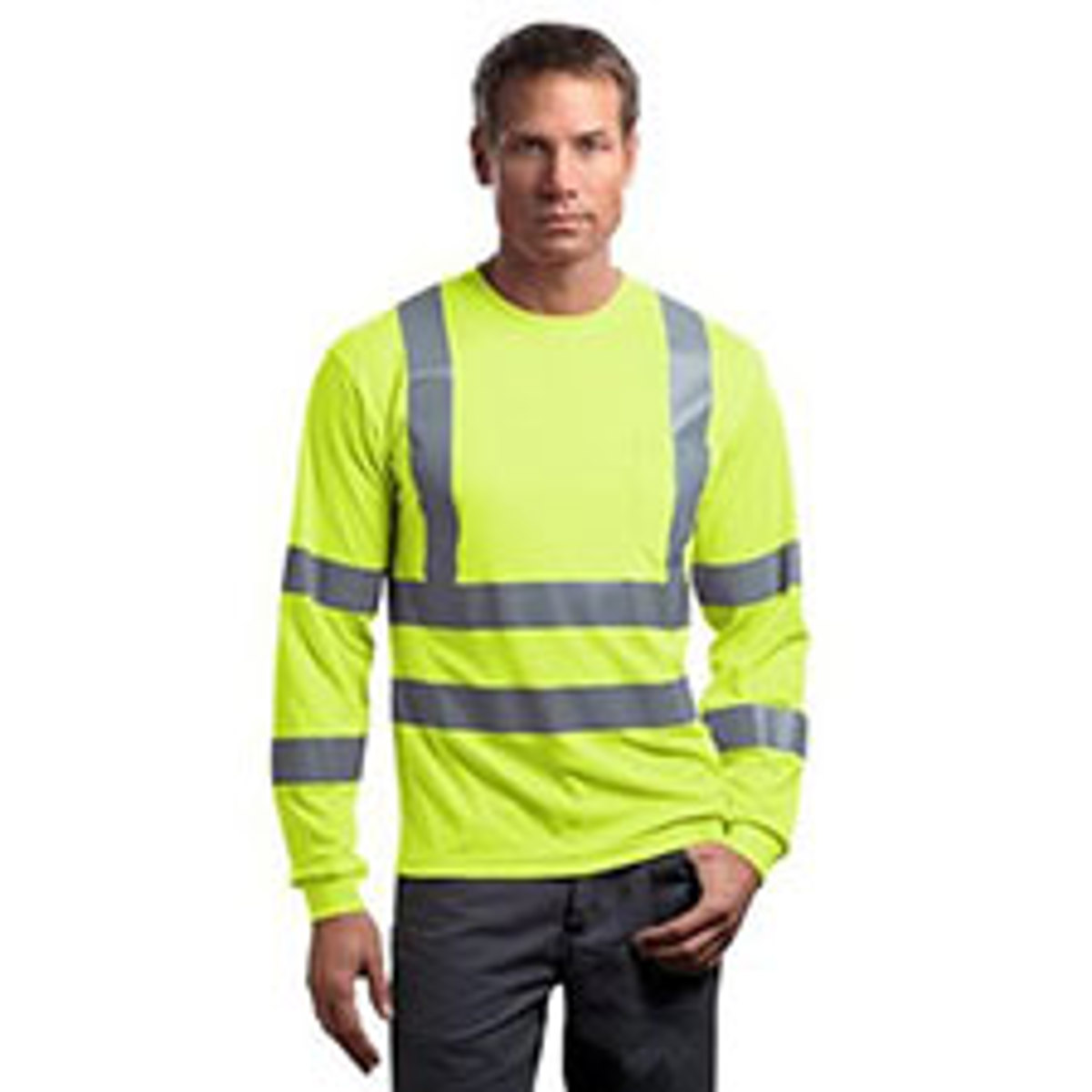 Alert Visions Safety ANSI Class 3 Long Sleeve T-Shirt Lime w/ Silver Trim