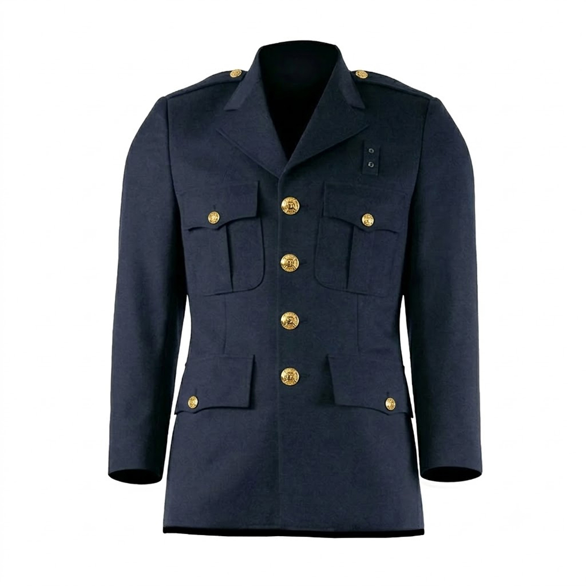 Elbeco Mens Single Breast CL A Coat; Mid Navy; Gold FD