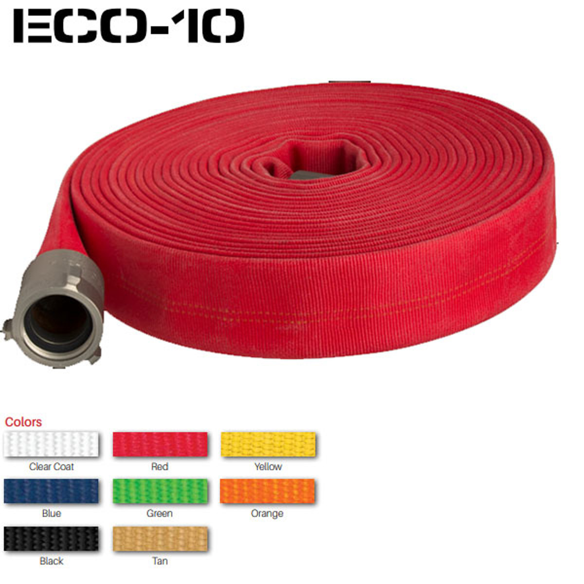 Key Fire Hose ECO-10 Double Jacket Rubber-lined Attack Hose, 800 PSI