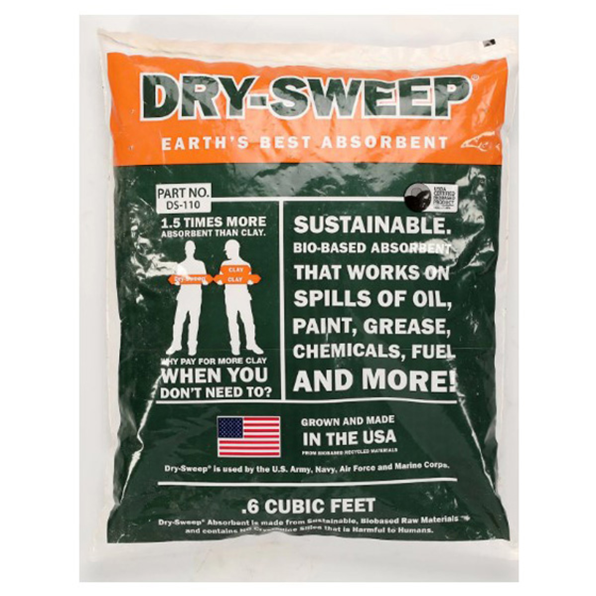 Dry Sweep Granular Absorbent .6 CF, Polyester Bag