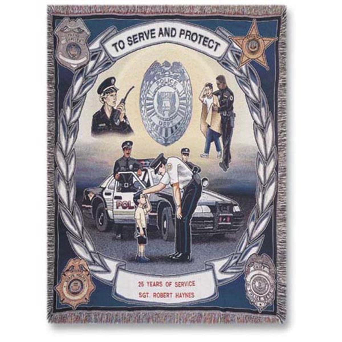 police officer tapestry afghan law enforcement