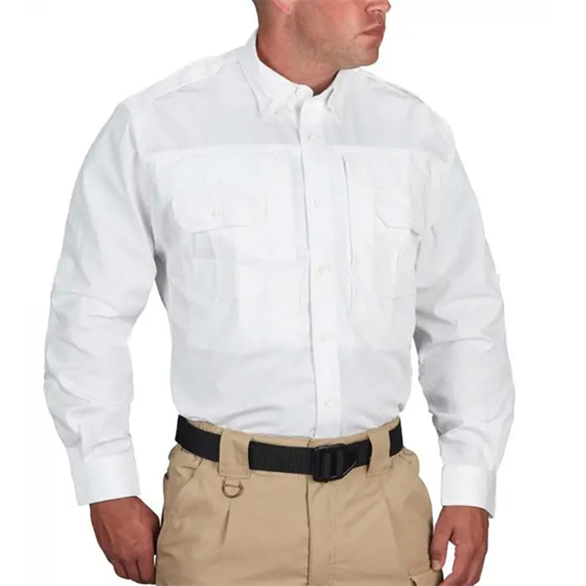 Propper Men's Tactical Long Sleeve Poly/Cotton White Shirt w/ Zipper