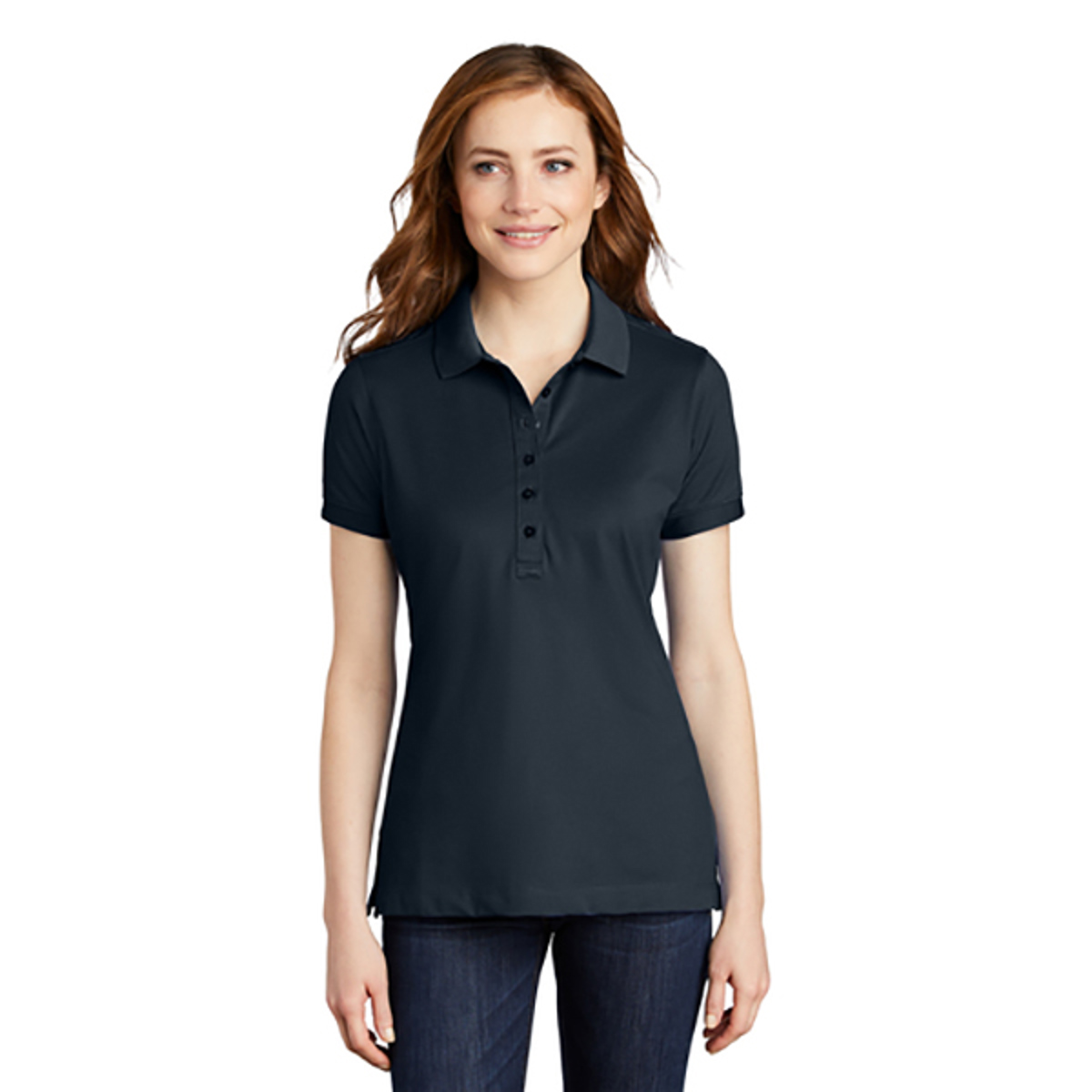 Sanmar Port Authority Ladies Stretch Pique Dress Blue Navy Polo
