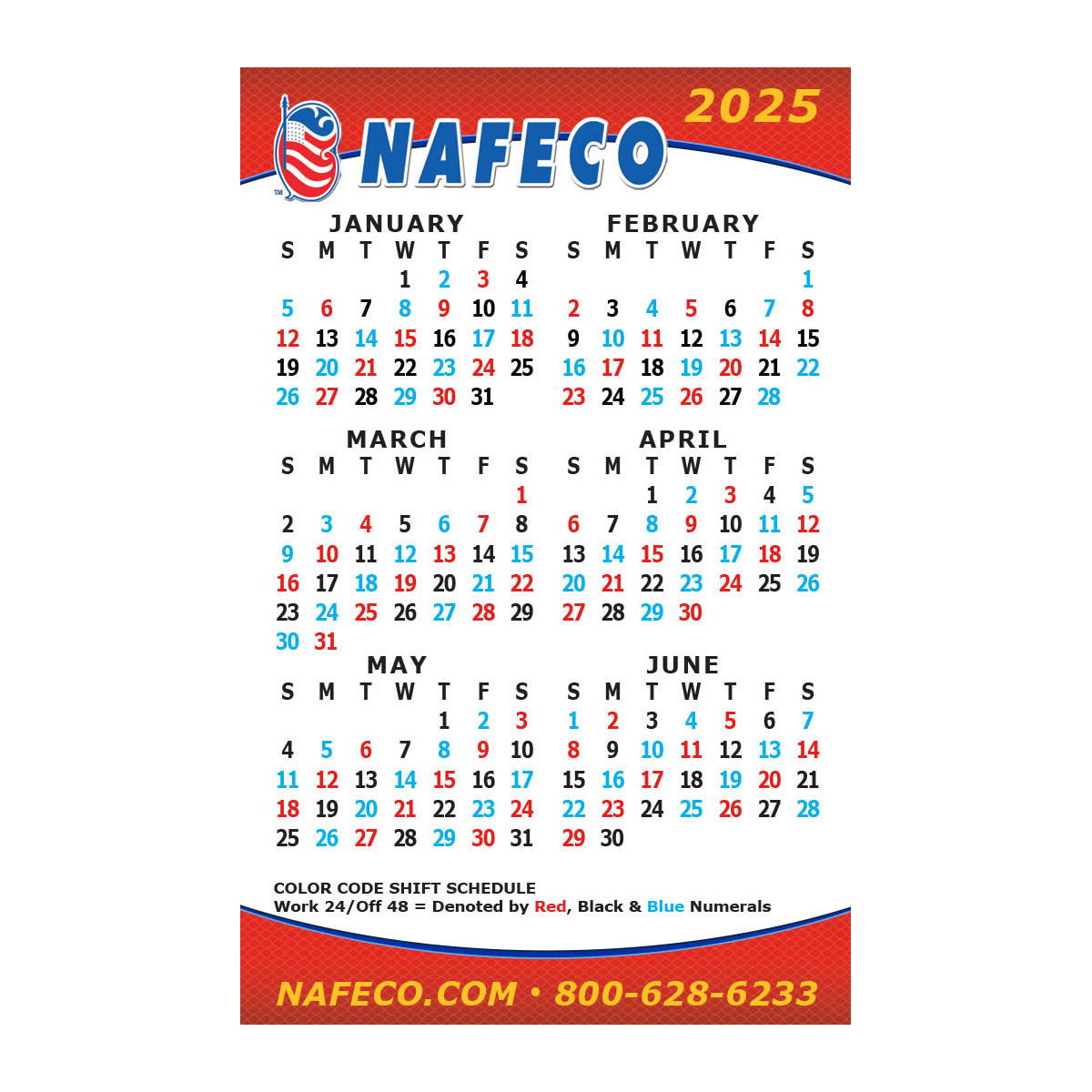 2025 Pocket Shift Calendar 10 Pack, Free Shipping | NAFECO