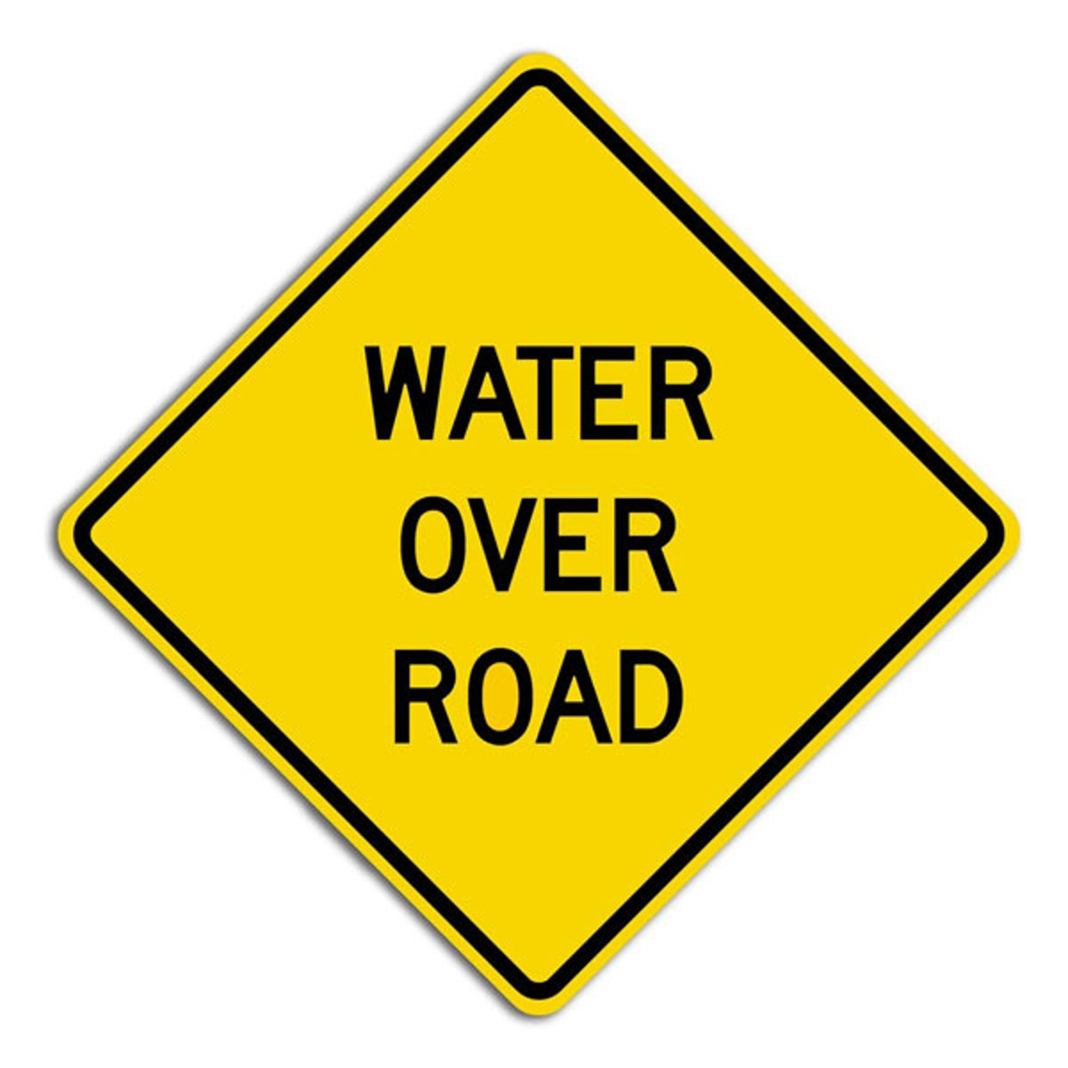 DSP 48" Yellow Roll Up Sign, Scr: Water Over Road