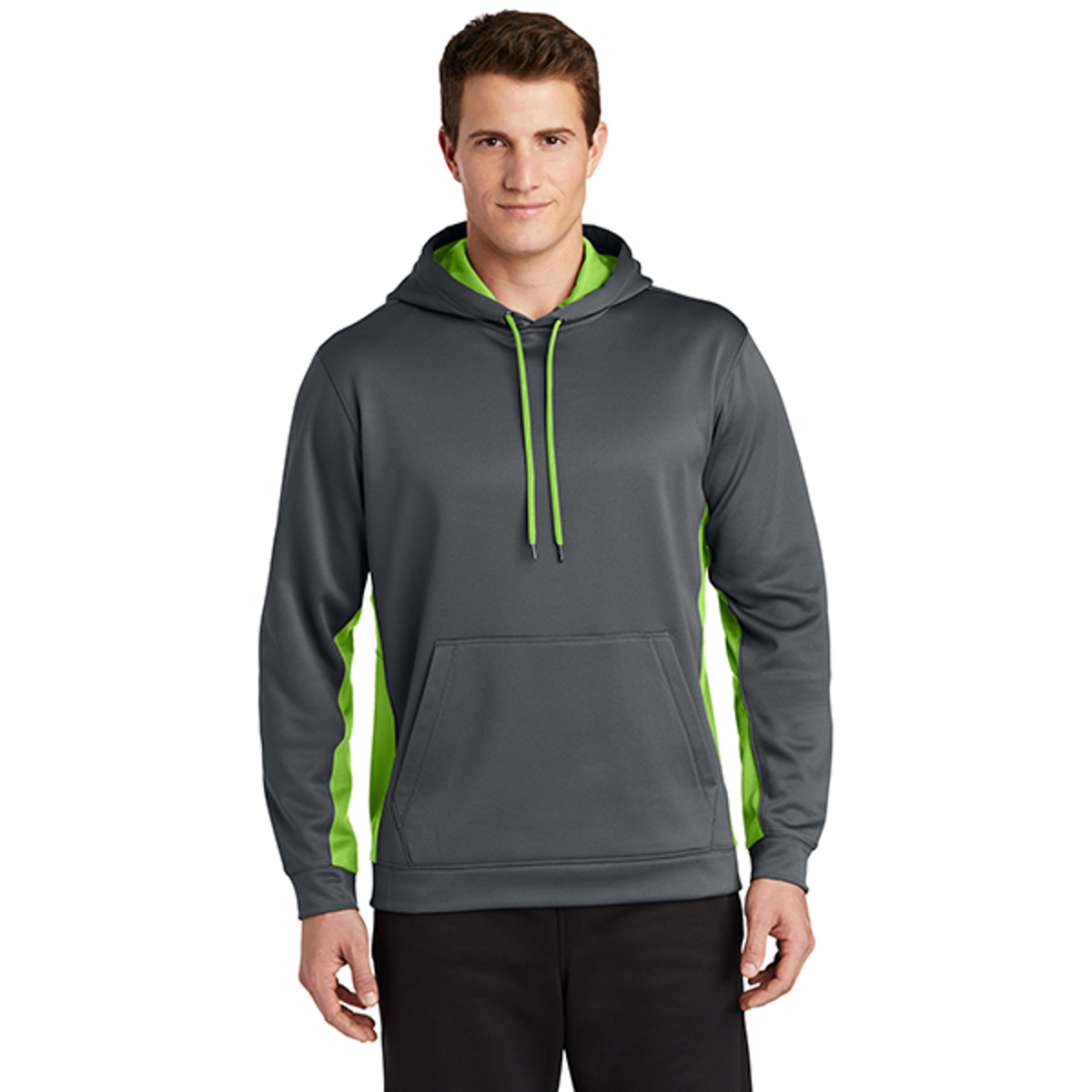 Sport-Tek Sport-Wick Fleece Pullover, Dark Smoke/Lime