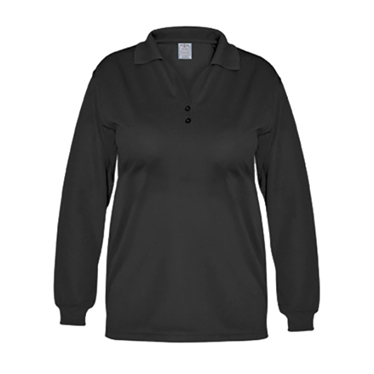 Knick Knack Blue Pointe Ladies Black Long Sleeve Performance Polo