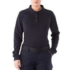 First Tactical Ladies Cotton LS Polo, Midnight Navy 