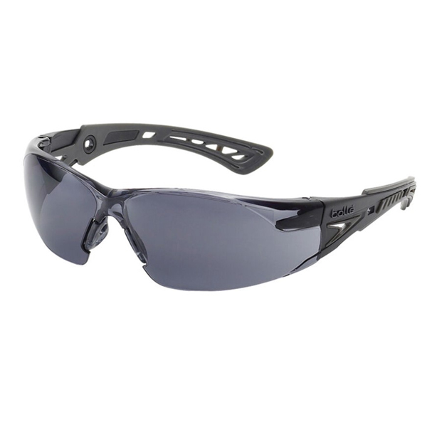 Bolle Rush+ Safety Glasses, Smoke Lens, Black/Grey 