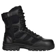 Thorogood Boot, Deuce, Black 8", Side Zip, Waterproof 