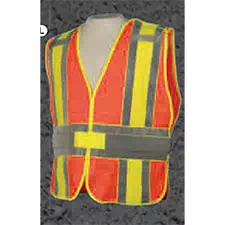 Breakaway Safety Vest, Class 2 ANSI, ORG, 5PT, Knit  Sz: M