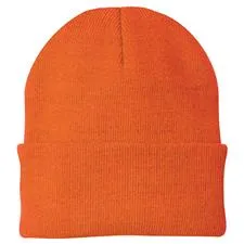 Port & Company Knit Toboggan 3" Cuff Neon Orange One Sz 