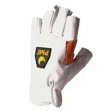 PMI Fingerless Belay Gloves White/Tan 