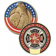 Blackinton Challenge Coin, FF, Thin Red Line, 1.75"
