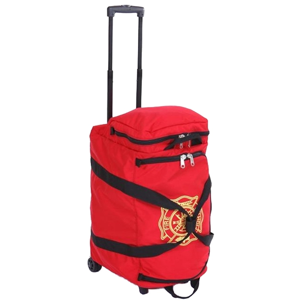 FireFighter Turnout Gear Bag, Wheels/Extnd Handle, Red