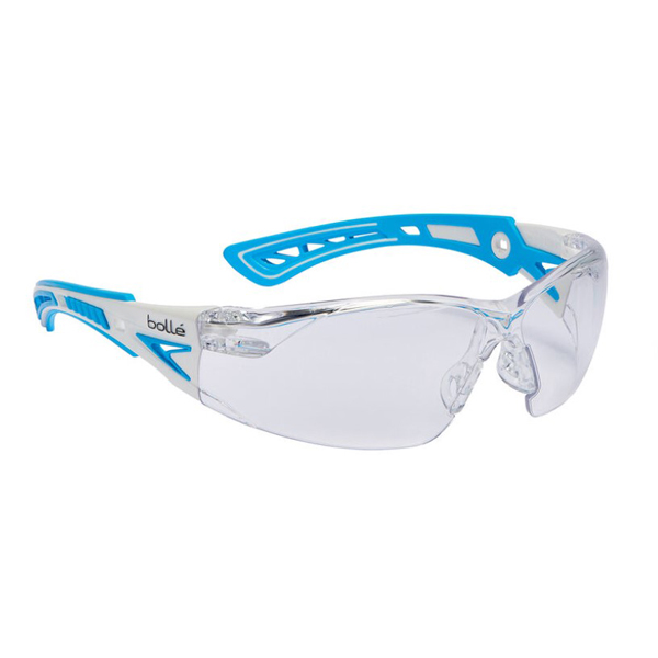 Bolle Rush+ Safety Glasses, Clear Lens, Sm Frame, Blue/Wht 
