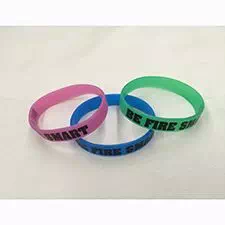 Fire Safety Youth Wrist Band "Be Fire Smart" Blue Glow