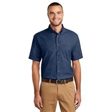 Port & Co Shirt, Ink Blue Cotton Denim SS