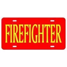 Laser Magic Tag, Red w/ Gold Letters "Firefighter"