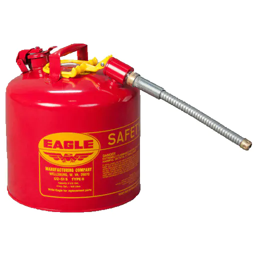 Eagle Type II Safety Can 5 Gal., Red, 7/8" Flex Spout 