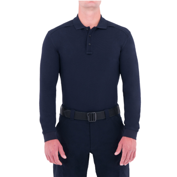 First Tactical Mens LS Cotton Polo; Midnight Navy