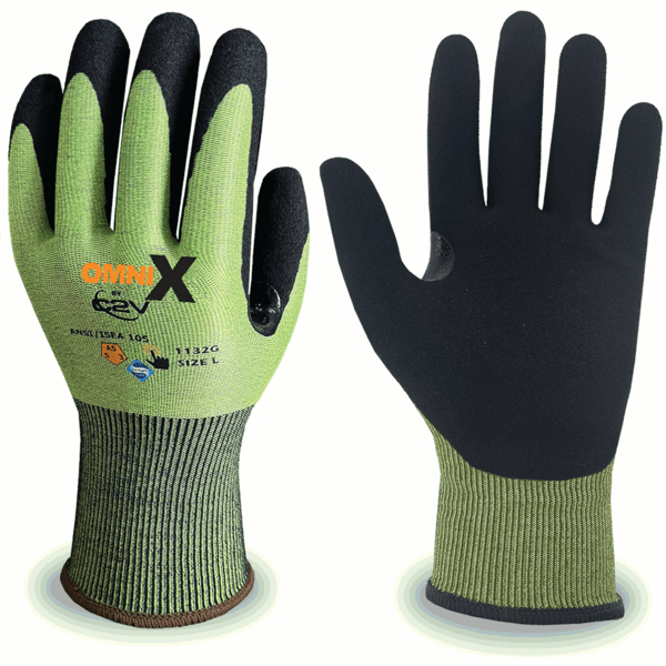 C2V Omni X+ Ctron Shell Glove Hi-Viz Green, 18g, Cut A5 Touchscreen
