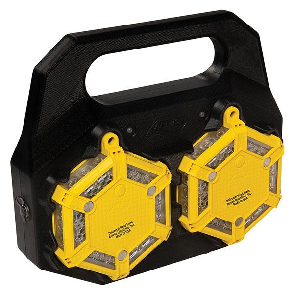 Aervoe 2 Flare Kit, Amber LEDs w/Charging Case, Safety Yellow