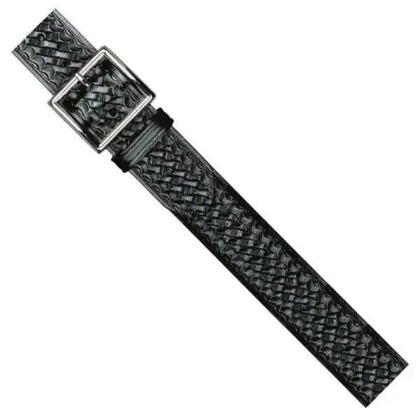 Dutyman 1.75" Black Belt,Thick Basketweave, Silver Buckle