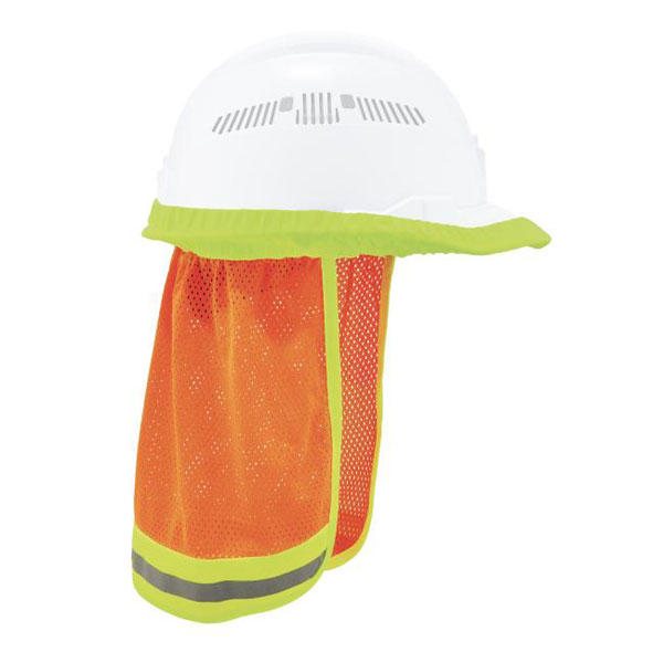 Ergodyne GloWear 8005 Hi-Vis Hard Hat Neck Shade Mesh, Reflective Orange