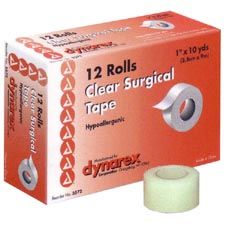 Dynarex Transparent Surgical Tape, 1/2" x 10 Yards