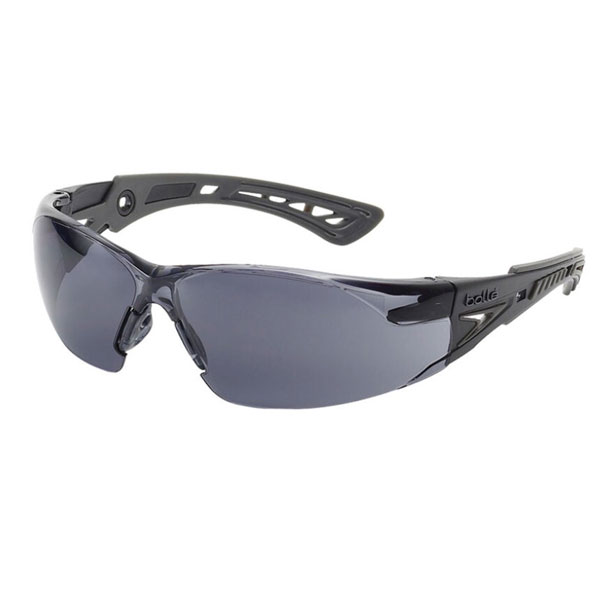 Bolle Rush+ Safety Glasses, Smoke Lens, Black/Grey