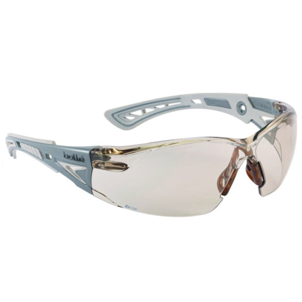 Bolle Rush+ Safety Glasses, Brown Lens, Grey/Silver