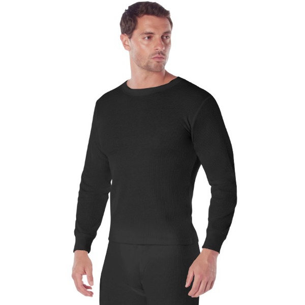 Rothco Thermal Knit Underwear Top; Black