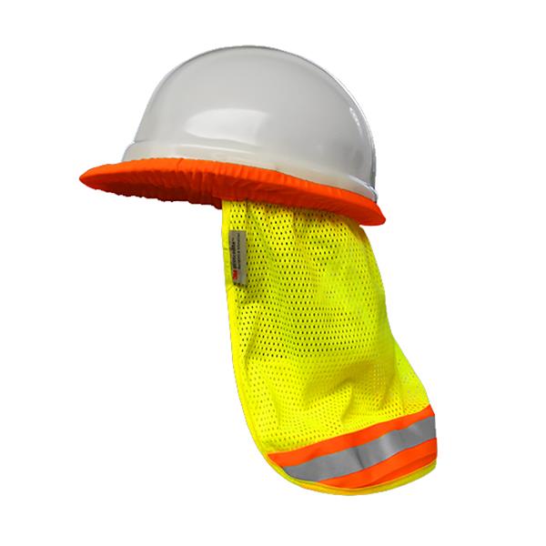 Hi Vis Safety Sun Neck Shade for Hard Hats, Reflective Lime