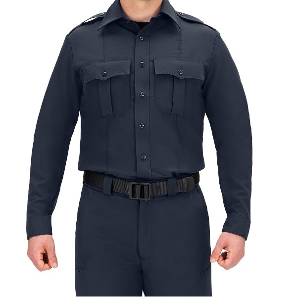 Blauer LS Zippered Polyester Shirt; Dark Navy