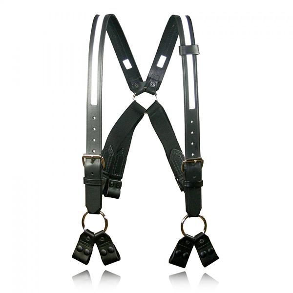 Boston Leather Suspenders, BLK Reflective Trim, Sz: XL