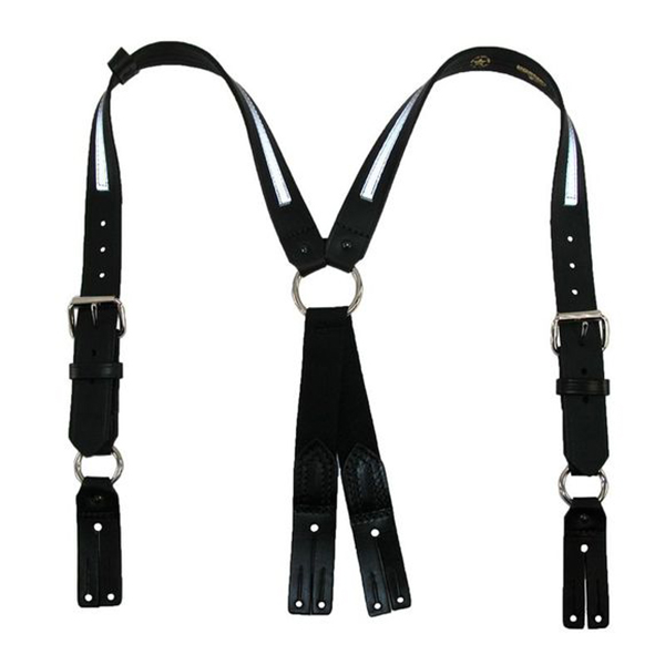 Boston Leather Suspenders, BLK Reflective Trim, Sz: Regular [39.5"-45.5"]