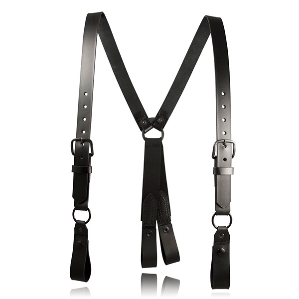 Boston Leather Suspender, BLK, Short, Button Attachment