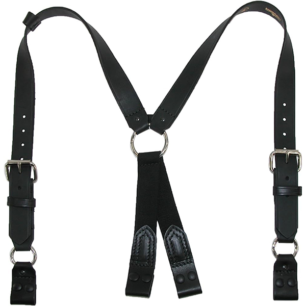 Boston Leather Suspender, Snap On Loop, Plain, Black, Regular