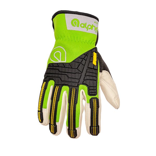 VIBE Impact Green Leather Slip on Gloves